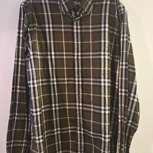 Burberry Green and White Casual Button Down Shirt